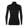 Icebreaker Merino 200 Oasis LS Half Zip Moteriškas Terminis Pagrindinis Sluoksnis Juodas