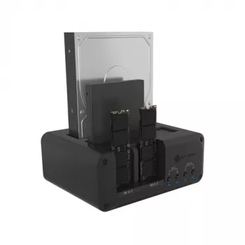 Icy Box Club Case 2925 4 lizdų prijungimo stotelė – 2x M.2 NVMe ir 2x 2.5/3.5 SATA HDD/SSD, USB 3.2 Gen 2 (10 Gbps)