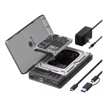 ICY BOX Docking and Clone Station, skirta M.2 NVMe SSD ir 2,5/3,5 col. SATA diskams