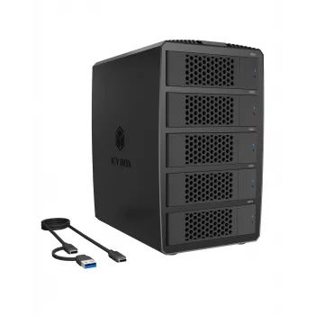 ICY BOX IB-RD3705-CU3 RAID sistema 5x 2.5/3.5 SATA HDD iki USB 3.2 Gen 1, 5 Gbps, RAID 0, 1, 10, 3, 5, Single, Large, Clone