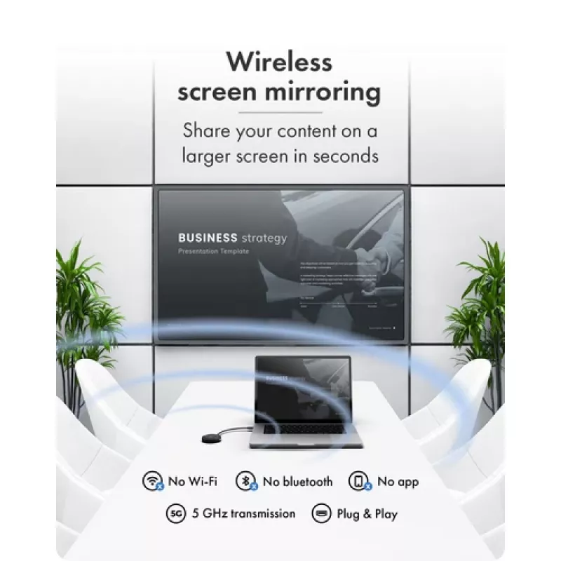 Icy Box IB-WL101 belaidžio HDMI prailgintuvo rinkinys – USB-C į HDMI siųstuvas ir imtuvas, Full HD 1080p, 30 m veikimo nuotolis, juodos spalvos