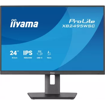 IIYAMA ProLite XB2495WSC-B1 24.1 colio WUXGA IPS 100Hz monitorius su USB-C stotele, reguliuojamu aukščiu, VESA, garsiakalbiais