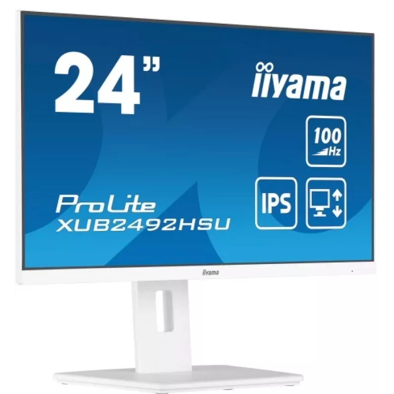 iiyama ProLite XUB2492HSU-W6 24 inch IPS Full HD 100Hz monitorius su USB šakotuvu, 0.4ms, baltas