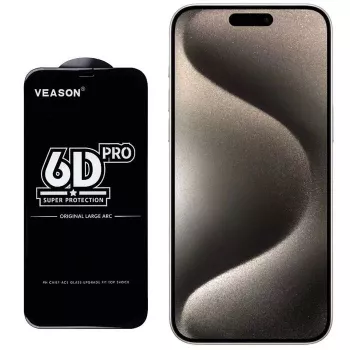 iLike 6D Full Face Glue 9H Grūdinto stiklo ekrano apsauga, skirta Apple iPhone 15 Plus, su juodu rėmeliu
