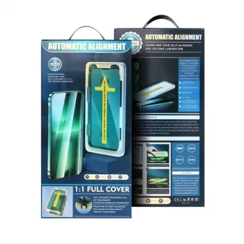 iLike Apple 5D Full Glue Tempered Glass, skirta iPhone 13 / 13 Pro / 14, juoda + montavimo rėmelis