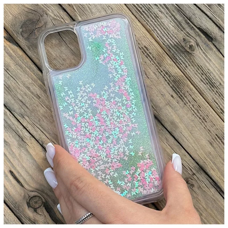 iLike Apple iPhone 11 Silikoninis Dėklas Vandens Blizgučiai Rožinis