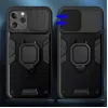 iLike Apple iPhone 14 Pro Max žiedo objektyvo dėklas juodas - hibridinis apsauginis dangtelis su integruotu žiedo laikikliu, fotoaparato objektyvo apsauga, smūgių sugėrimu, belaidžio įkrovimo suderinamumu