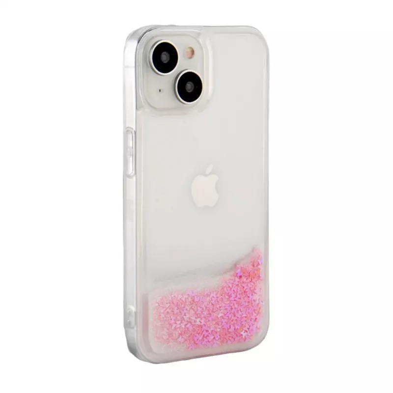 iLike Apple iPhone 14 Silicone Case Water Glitter Pink
