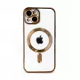 iLike Apple iPhone 15 elektrolituotas TPU dėklas su MagSafe, permatomas auksinis