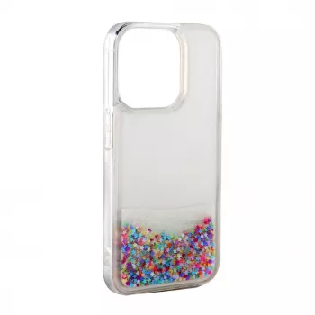 iLike Apple iPhone 15 Plus Silicone Case Water Glitter Rainbow