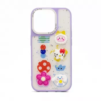 iLike Apple iPhone 15 Pro Epoxy Cartoon Cover Purple