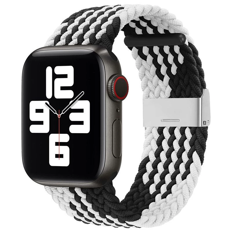 iLike Apple Watch 38/40/41mm Braided Fabric Strap Black White