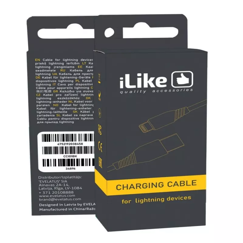 iLike įkrovimo laidas, skirtas Lightning įrenginiams CCI01 juodas