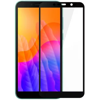 iLike Huawei Y5p 2.5D lenktais kraštais grūdinto stiklo ekrano apsauga - juodas rėmelis, pilni klijai