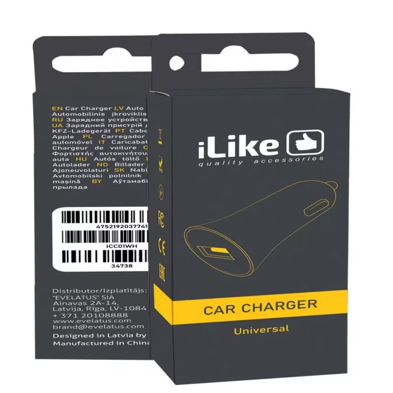 iLike ICC01 White Car Charger with 1 USB-A Port, 5W