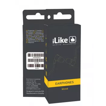 iLike IEA01WH Laidinės ausinės su mikrofonu ir valdymo pulteliu, 3,5 mm lizdas, balta