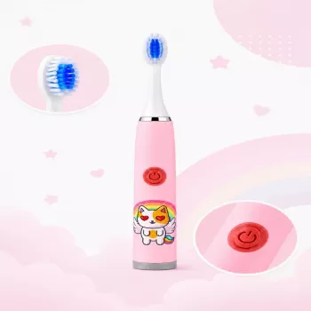 iLike Kids W3 Electric Toothbrush (Battery-Powered) +3 Attachments Pink