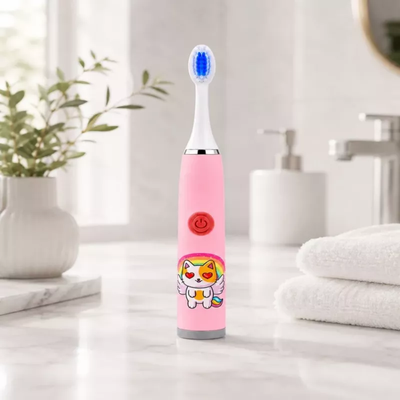 iLike Kids W3 Electric Toothbrush (Battery-Powered) +3 Attachments Pink