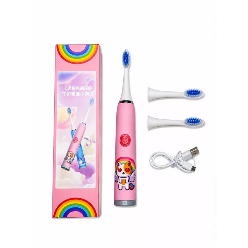iLike Kids W3 Electric Toothbrush (Battery-Powered) +3 Attachments Pink