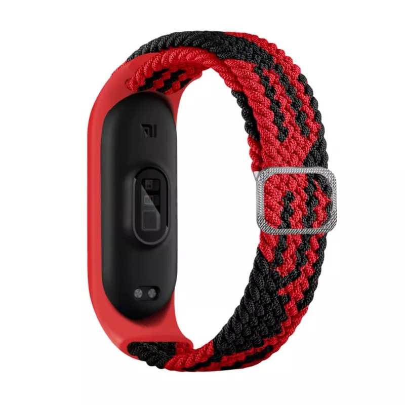 iLike Mi Band 3/4/5/6 Braided Fabric Strap Red Black