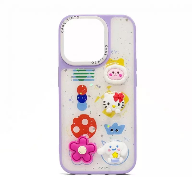 iLike Samsung Galaxy A14 Epoxy Cartoon Cover Purple