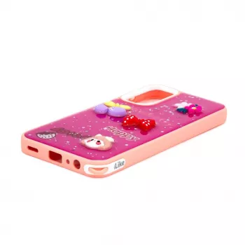 iLike Samsung Galaxy A15 Epoxy Cartoon Cover Rose Red