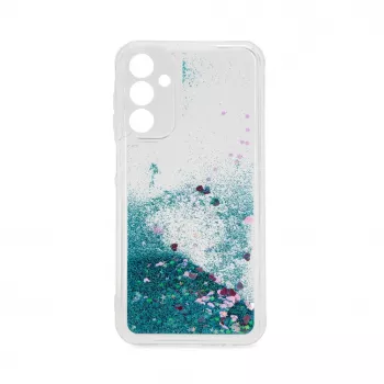 iLike Samsung Galaxy A15 silikoninis dėklas su vandens blizgučiais, mėlynas