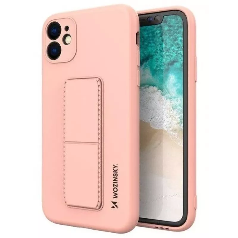 iLike Samsung Galaxy A22 5G Kickstand Case Silicone Stand Cover Pink