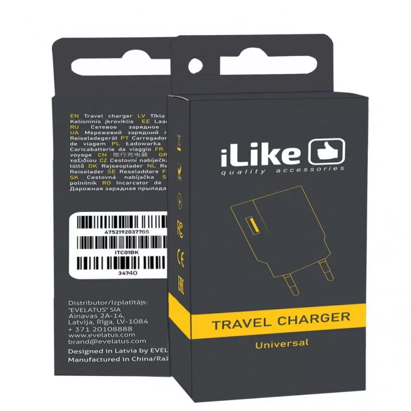 iLike Travel Charger ITC01 White - 5W USB-A sieninis įkroviklis su EU kištuku