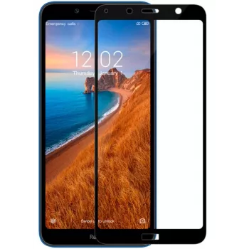 iLike Xiaomi Redmi 7A 2.5D juodas rėmelis pilni klijai grūdintas stiklas ekrano apsauga