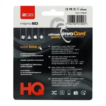 IMRO 2GB microSD atminties kortelė su SD adapteriu - Class 4, atspari smūgiams, vandeniui, rentgeno spinduliams ir temperatūrai