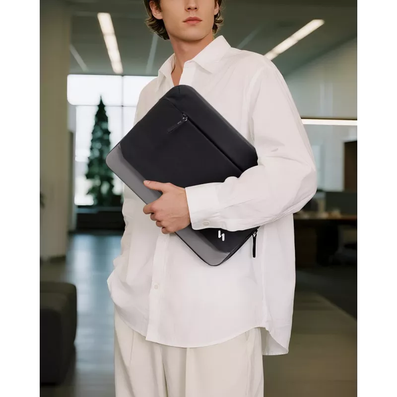 INATECK Laptop Sleeve, skirta 14 colių ultrabookams, vandenį atstumiantis poliesterio dėklas su minkštu flanelės pamušalu ir smūgius sugeriančia apsauga – juoda