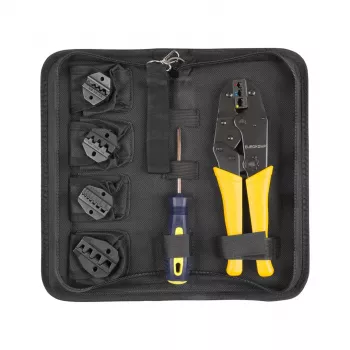 INNE užspaudimo replės su keičiamomis žnyplėmis rinkinys E6110, reketinės, 5 žnyplių poros, 0.5-16 mm², laikymo dėklas