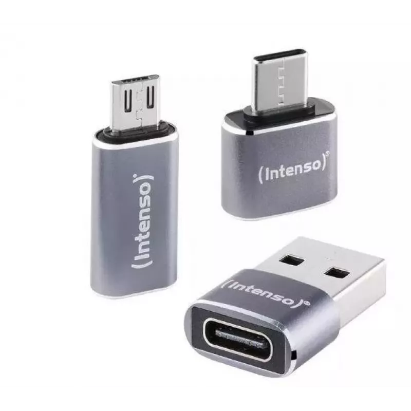 Intenso 3-in-1 USB-C Multiport Adapter, USB-C į USB-A, USB-C, Micro USB, 480 Mbps, 60W PD, juoda