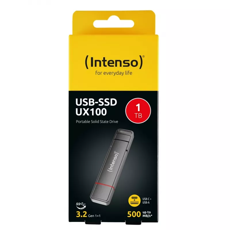 Intenso UX100 1TB išorinis SSD, USB 3.2 Gen 1, juodas