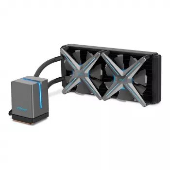 Inter-Tech ALSEYE X240 daugiafunkcis skystas CPU aušintuvas, 240mm radiatorius, 2x 120mm PWM ventiliatoriai, ARGB, Intel ir AMD