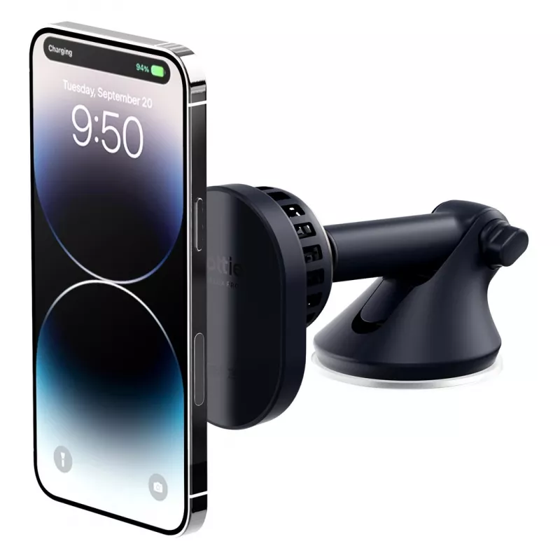 iOttie Velox Pro Active Magnetinis belaidžio įkrovimo automobilio laikiklis, skirtas MagSafe iPhone, juodas su aukso akcentais