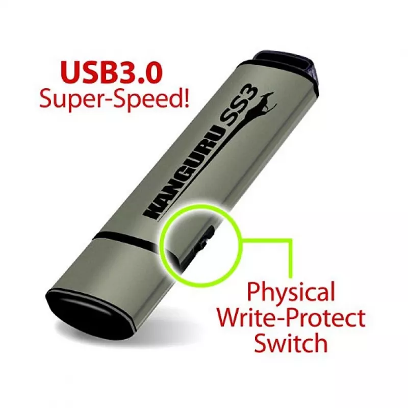 ISTORAGE STICK Kanguru SS3 32GB USB 3.2 Gen 1 Hardware Encrypted Flash Drive