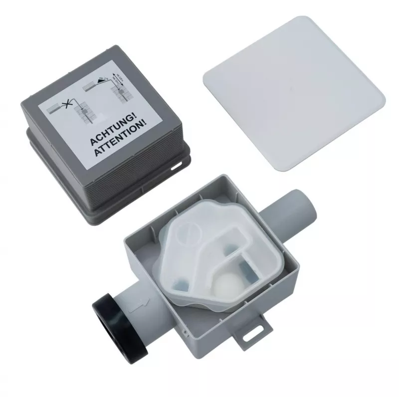 IVENSIS ISN32 Paslėptas kondensato surinktuvas 100x100 - Baltas ABS, 32mm nutekėjimas, kvapų užtvaras
