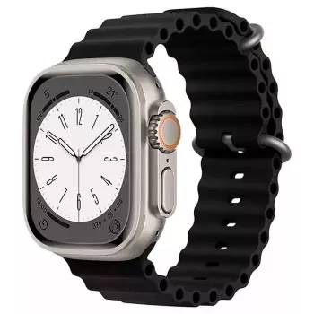 iWear S1 Griovelis Minkštas Silikoninis 20mm Dirželis, skirtas Apple Watch 49mm / 45mm / 44mm / 42mm, Juodas