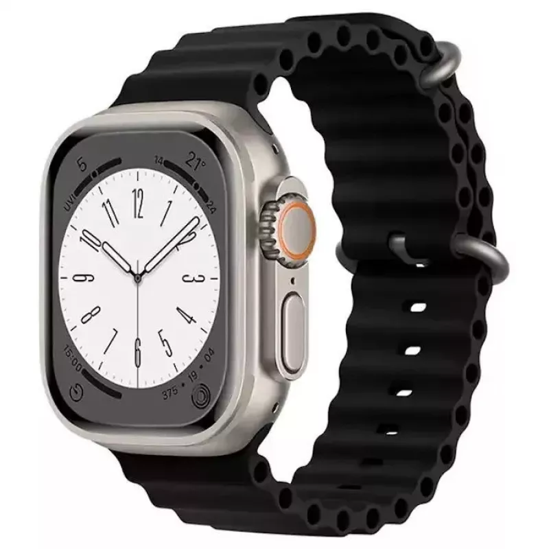 iWear S1 Griovelis Minkštas Silikoninis 20mm Dirželis, skirtas Apple Watch 49mm / 45mm / 44mm / 42mm, Juodas