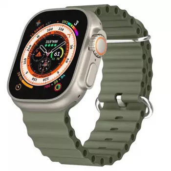 iWear S1 Grooved Soft Silicone 20mm Strap for Apple Watch 49mm / 45mm / 44mm / 42mm Khaki Green