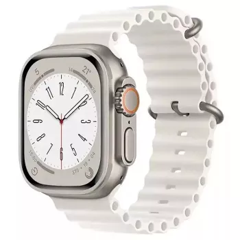 iWear S1 Griovelio minkštas silikoninis 20mm dirželis, skirtas Apple Watch 49mm / 45mm / 44mm / 42mm, baltas