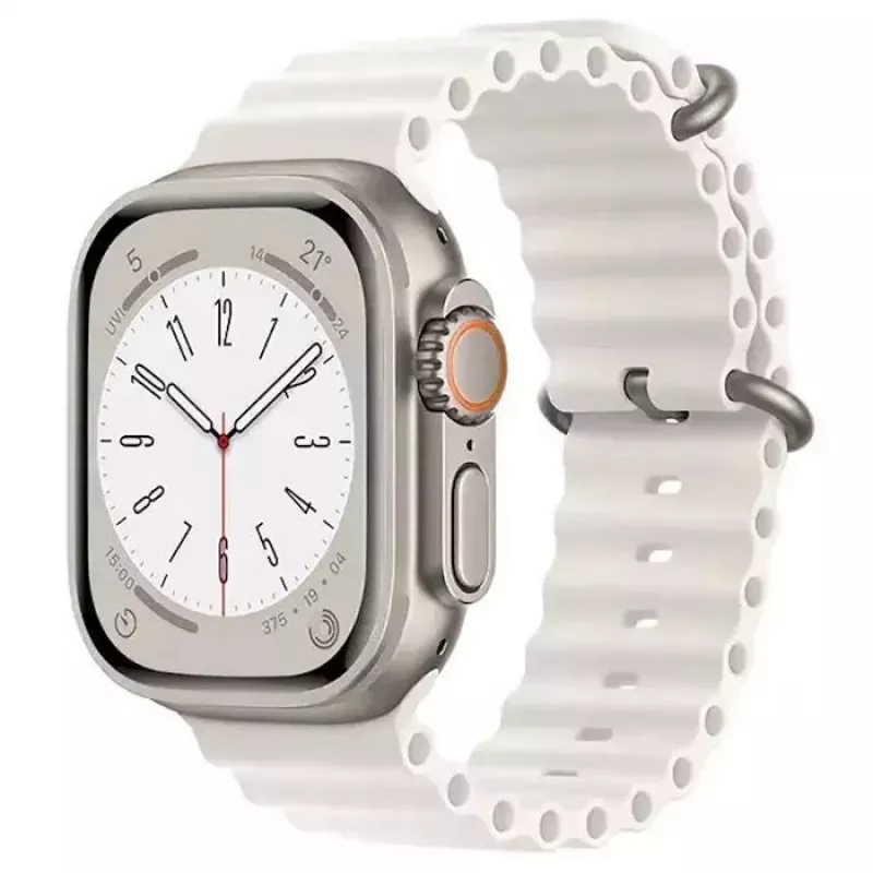 iWear S1 Griovelio minkštas silikoninis 20mm dirželis, skirtas Apple Watch 49mm / 45mm / 44mm / 42mm, baltas