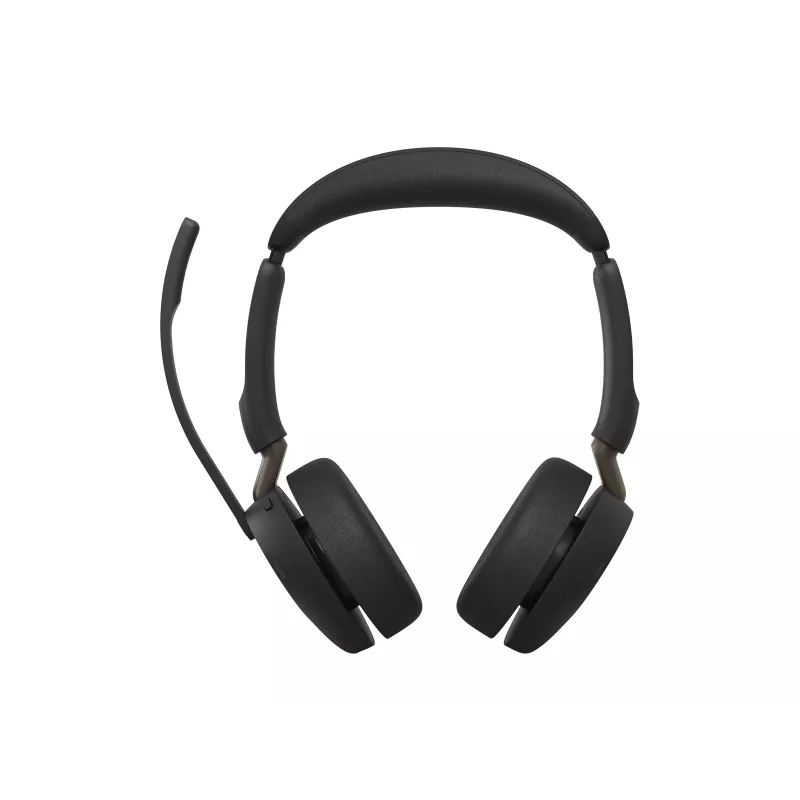 Jabra Evolve3 65 Stereo belaidės ausinės su Link 380c USB-C adapteriu ir įkrovimo stovu, juodos