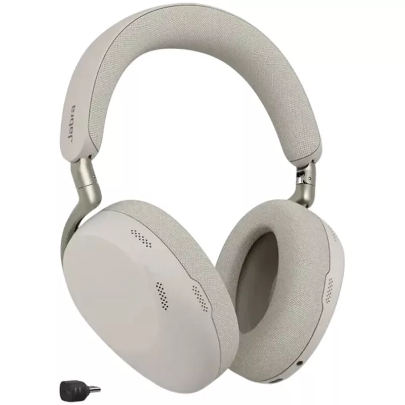 Jabra Evolve3 85 UC belaidė ausinė su aktyviu triukšmo slopinimu ir Link 390C adapteriu, šiltai pilka