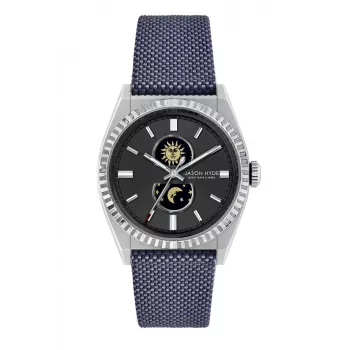 JASON HYDE MAN JH41001 Analoginis kvarcinis laikrodis 40mm Nerūdijančio plieno korpusas Mėlynas ciferblatas Ruda odinė juosta
