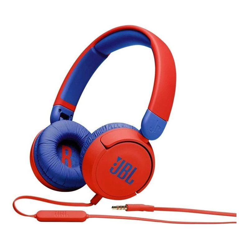 JBL JR310 Blue Red belaidės ausinės ant galvos vaikams