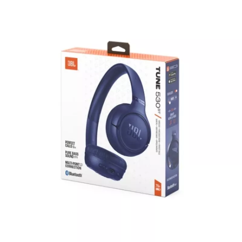 JBL Tune 530BT belaidės ant ausų uždedamos ausinės su Pure Bass, Bluetooth 5.3, 40 val. baterija, mėlynos