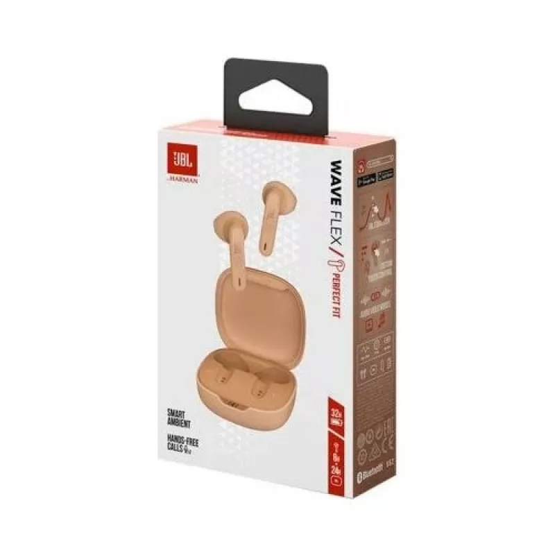 JBL Wave Flex TWS belaidžiai Bluetooth ausinukai, smėlio spalvos, EU